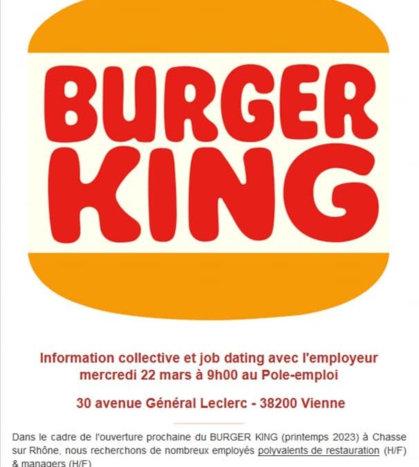 Votre opportunité d’emploi à Burger King